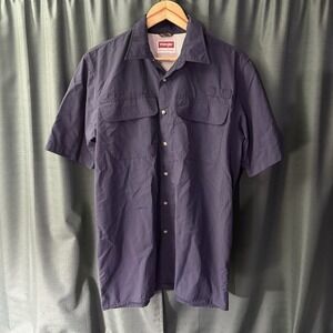 Wrangler Mens Premium Quality Navy Blue Button Up Short Sleeve Shirt Size M